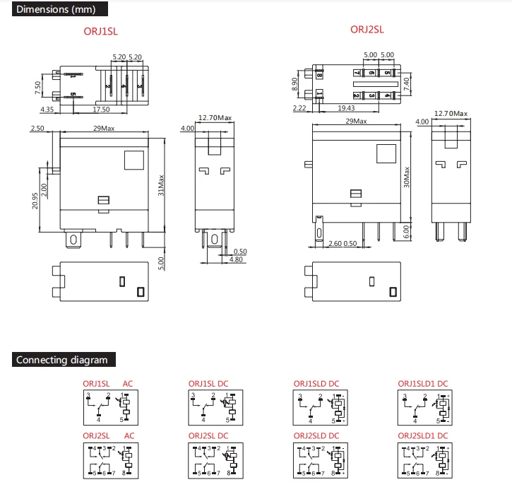 LYAN product,High load, 8A 120V 50hz, 8 pins, Electromagnetic power Relay, ORJ-2S-L