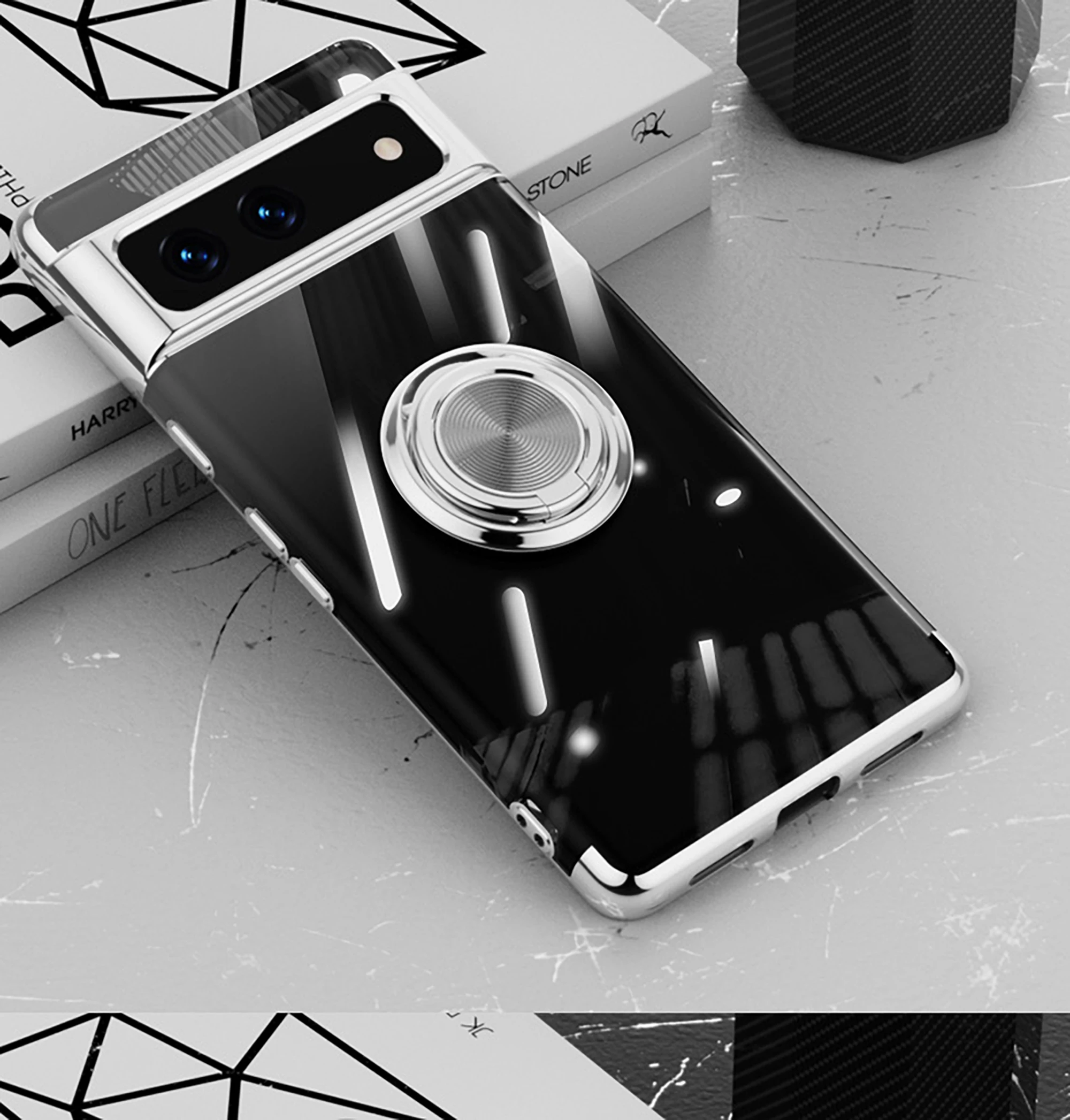 Кольцевая подставка хромированный чехол мягкий для Google Pixel 7 Pro автомобильный держатель