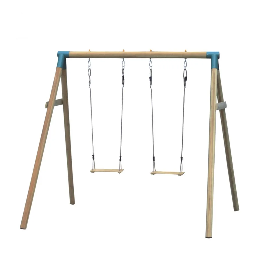 Factory direct wooden frame garden swing chair with 2 seats from china for wholesale