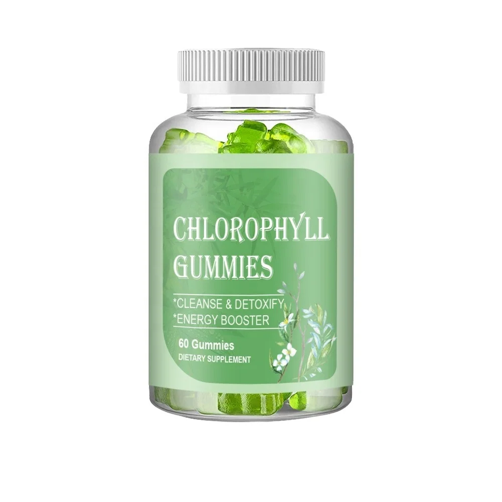 Wholesaler OEM best price Apple flavor chlorophyll gummy bear shape chlorophyll gummies private label printing