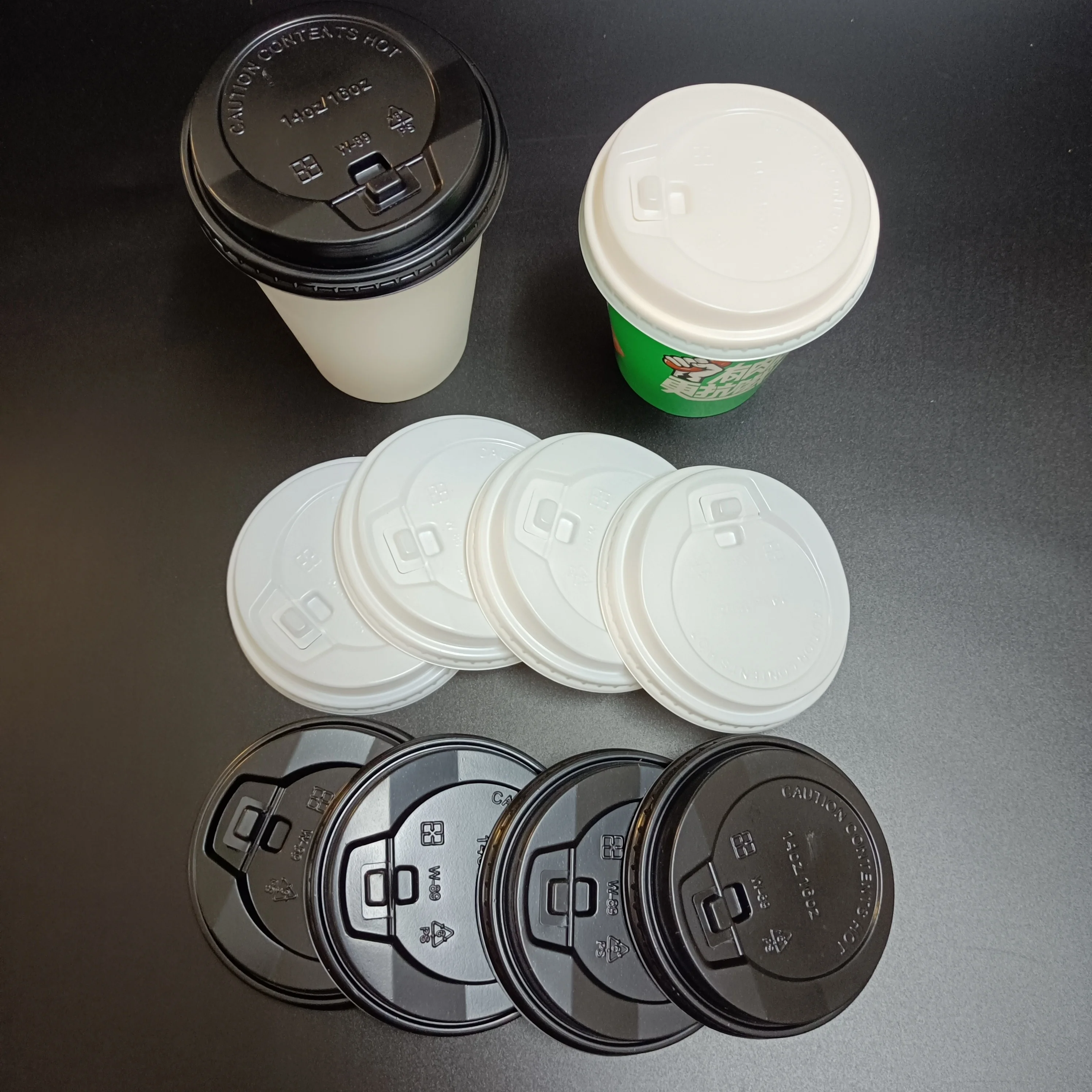 SP1570 Take Away 14oz 16oz PS Lids Hot  cold Drink Disposable Plastic Coffee Cup Lid white black Cover