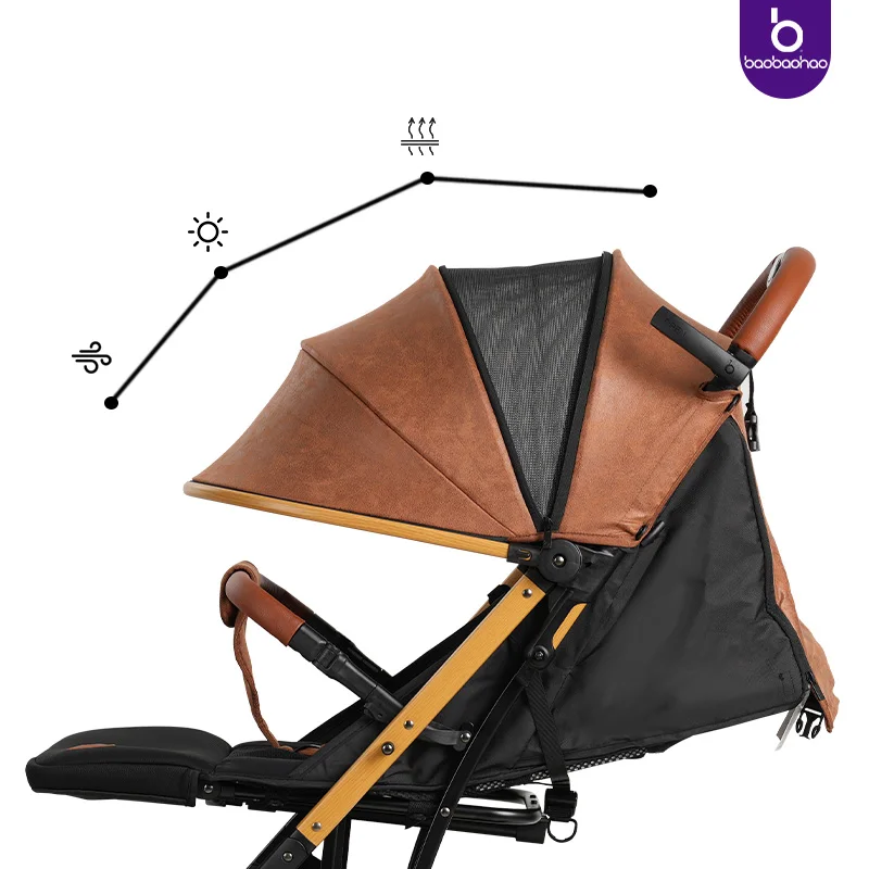 Leather luxury stroller baby wagon travel babys stroller foldable ready to ship baby classic luxury stroller caddy lightweight