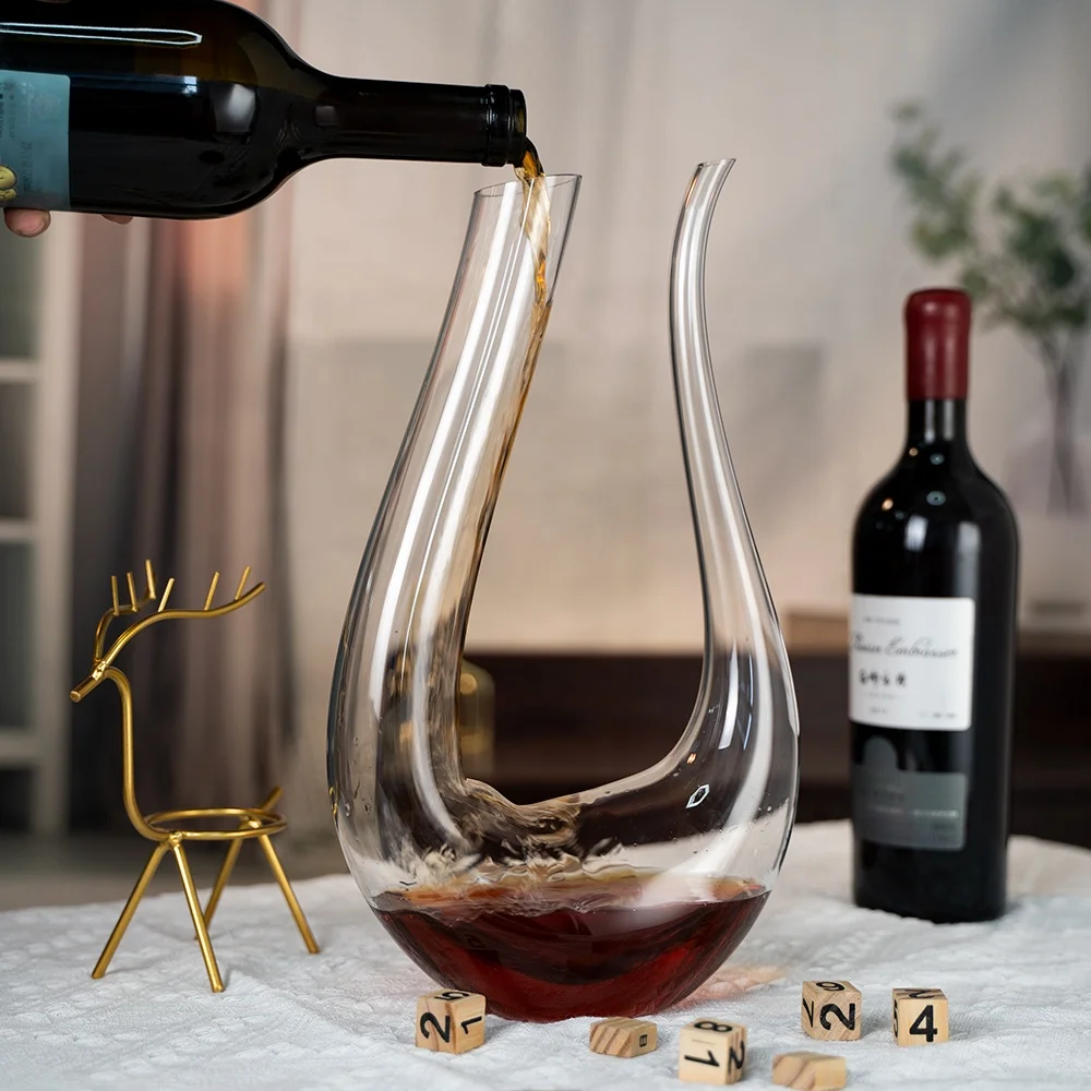 Hand-made Crystal Glass Decanter set Red Wine Carafe with Cleaning Beads and Wine Aerator Lead-free Crystal Glass
