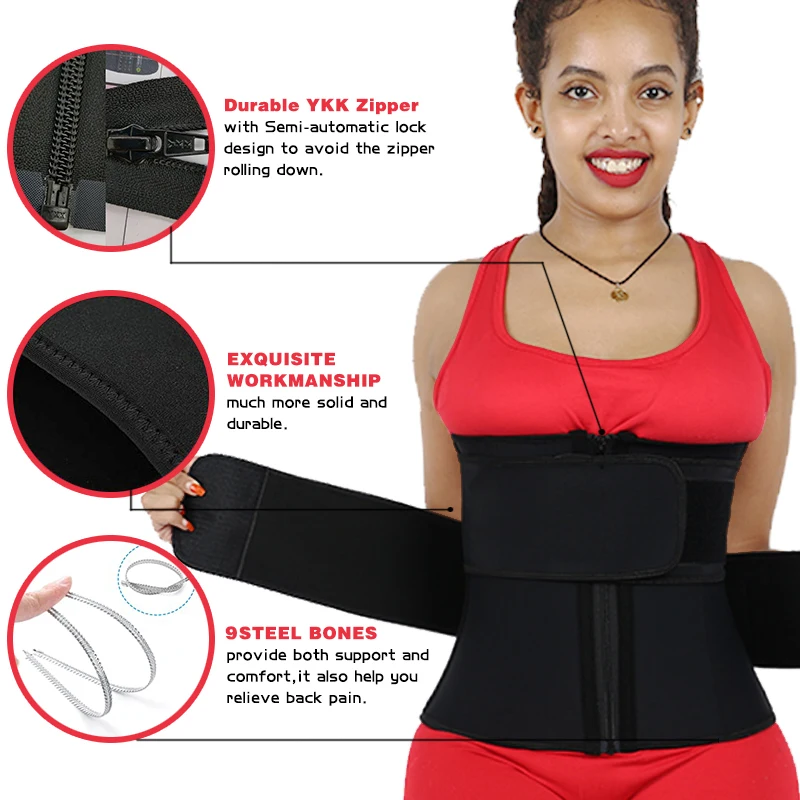 Custom Logo Women Body Shaper Steel Bone Shapewear Double Belt Latex Waist Trainer Corset With Zipper