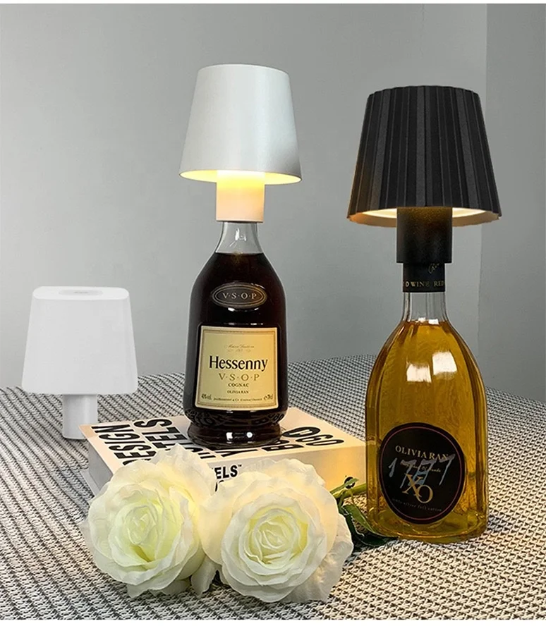 LED Cordless Portable Battery Wine Bottle Mushroom Lamps Restaurant Bar Table Lamp Rechargeable Modern Touch Desk Light