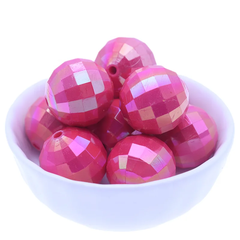 Top Selling Slide Solid Disco Round Chunky Fashion Cranberry Rose AB Acrylic Beads