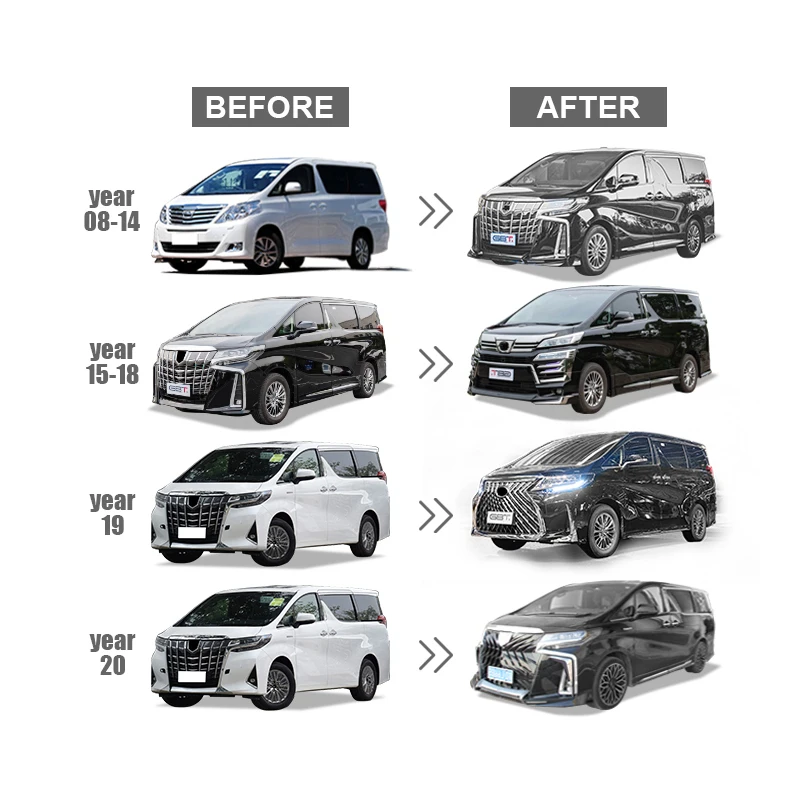 GBT high quality Drop shipping Plastic alphard bumper bodykit conversion facelift parts