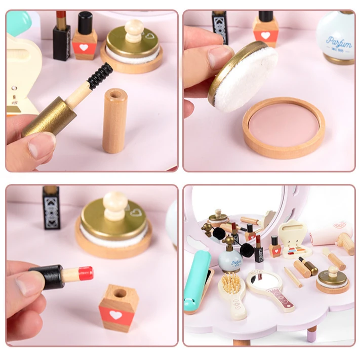 Детские игрушки для макияжа, девочка, ролевая игра, деревянный набор для макияжа, игрушка для принцессы