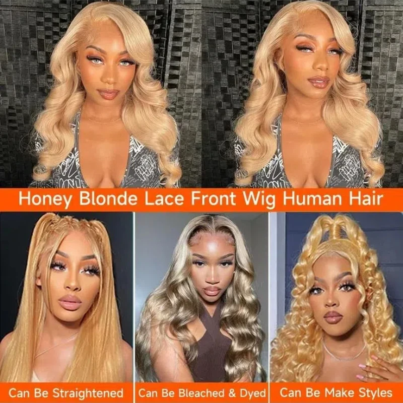 Honey Blonde Wig Human Hair 13x4 13X6 Lace Front Wigs Human Hair Pre Plucked 180% Density Blonde Body Wave Wig Human Hair