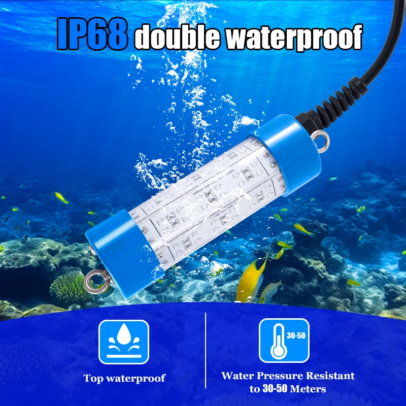 Squid boat fishing light 60w 12V IP68 farmed salmon with dimmer catching salmon large fish underwater led fishing lamp