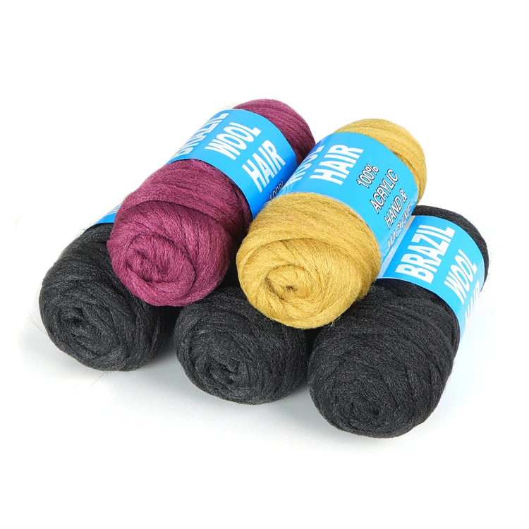 Afro Brazilian Wool Hair Africa locs Low Temperature Flame Retardant Synthetic For Braiding Crochet Braids Hair 70g 23 meters