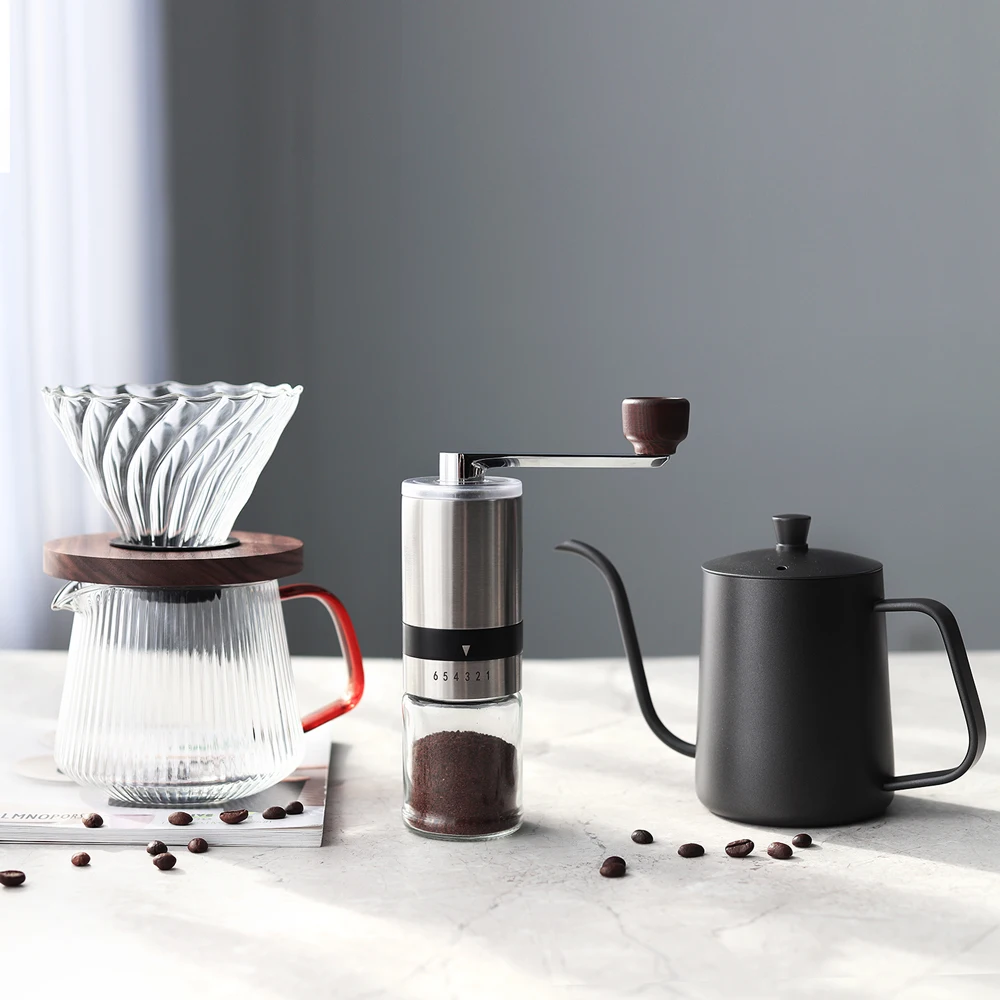 Christmas gift Premium gift box outdoor travel drip  coffee set with Pour Over Coffee Maker filter kettle manual grinder