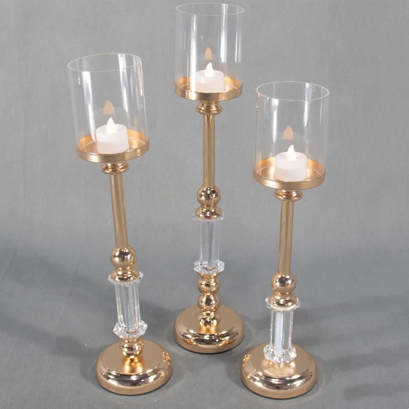 New Product Handmade Glass Iron Candlestick Home Party Wedding Decoration Metal Candle Holder