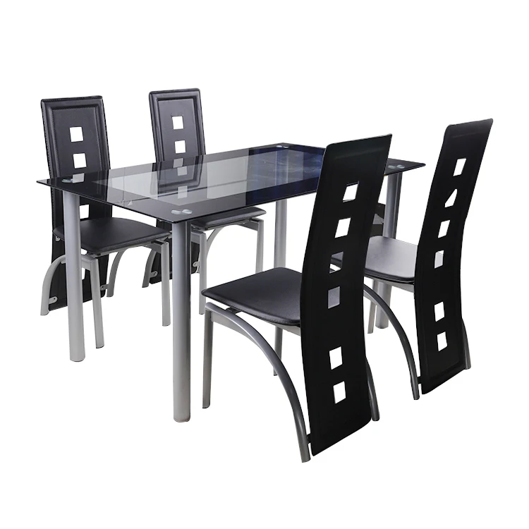 Luxury style cheap price dinning table set for 4 chair dining room furniture glass top dining room set table