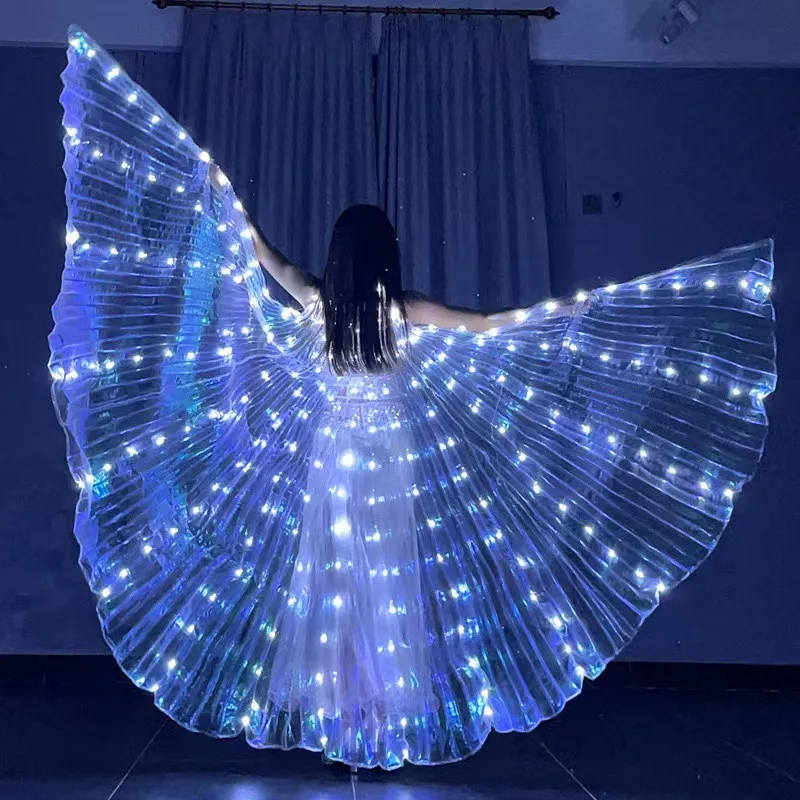 Factory LED Butterfly Wings Glow Angel Dance Isis Belly Adults Child Performance Clothing Light Up Toys Party Favors Glow Sticks