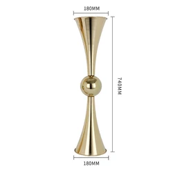 Nordic Style Gold Metal Luxury Flower Container Dual Heads Trumpet Vase Wedding Decoration Home Decor