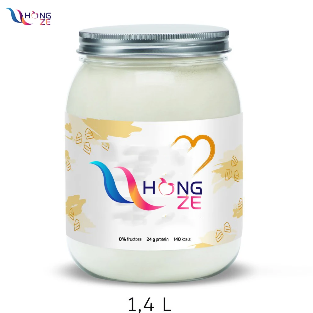 
1400ml/1.4L clear transparent food grade pet Biodegradable Milk Protein Shake Powder Plastic round Jar with metal lid for gym 