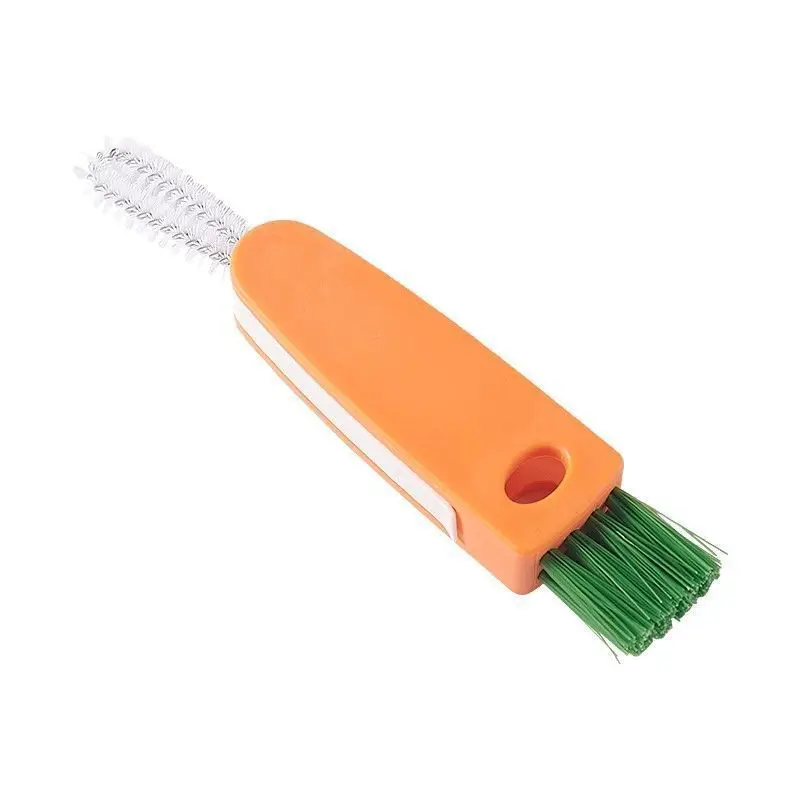 Topwill Multi-function Cup Cover Cleaning Brush Carrot Shape Cute Portable Insulation Cup Groove Scrub Bottle Nipple Gap Brush