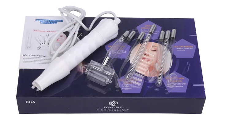 hot 7 tubes facial massage wand electrotherapy equipment microcurrent facial wand