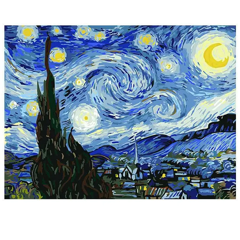 CHENISTORY custom paint by numbers on canvas Diy Painting by Number Sets Van Gogh the Starry Night