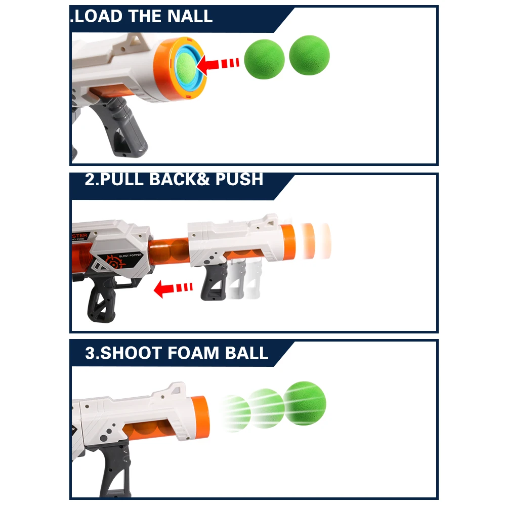 
Exercise N Play 2PCS Power Popper Gun Dual Battle Pack Foam Ball Air Powered Shooter Toy Guns for Kids 