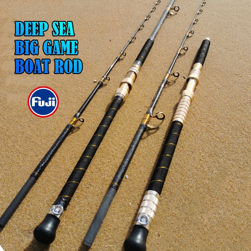 FUJI rings saltwater trolling Fishing Rods 80-130lbs Bent Butt boat Rod Fiberglass Deep Sea fishing rod pole