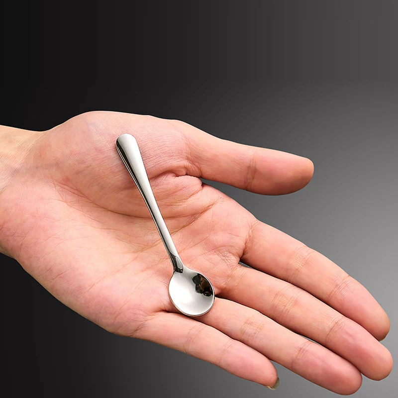 Free logo Mini black stainless steel spoon for Facial Cream dressings salt sugar face Mask Spatulas Cream cosmetic Scoop