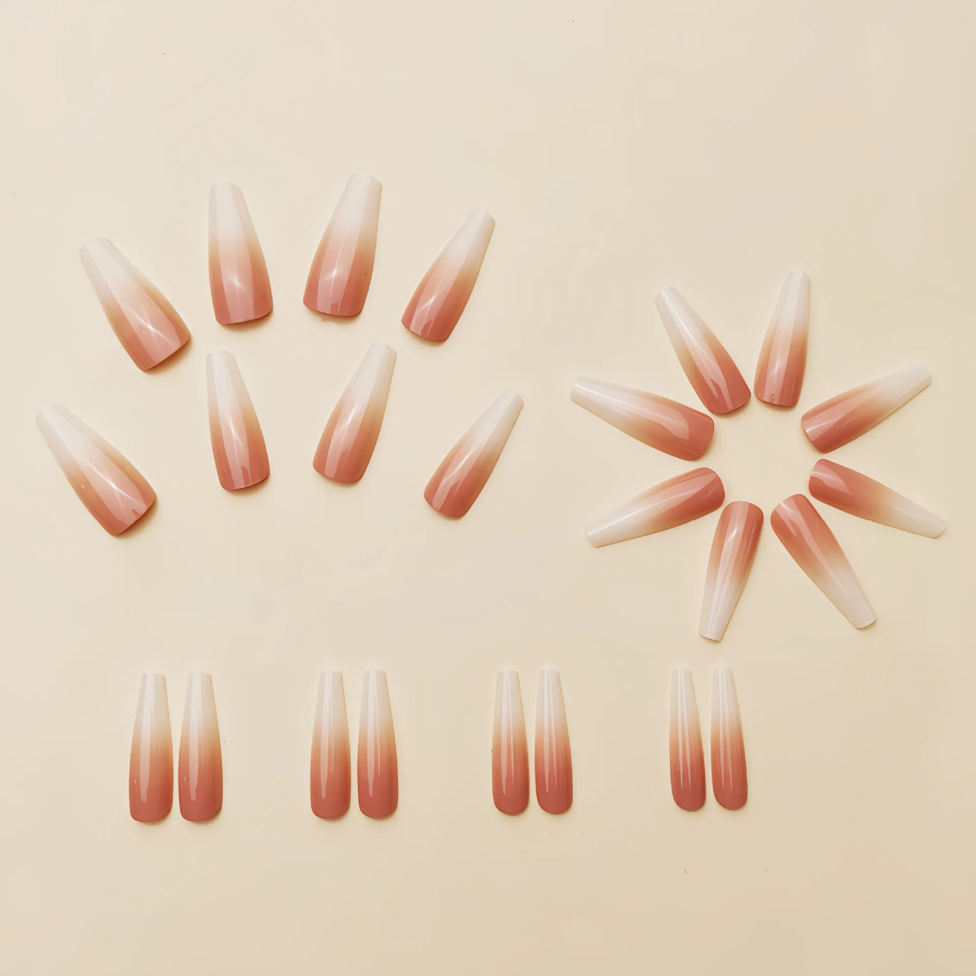 Wholesale 24-Piece Premium Touch Jelly White Gradient Pop Nude Nail Tip French Style Press-On False Nail Super Long Ballet Nail