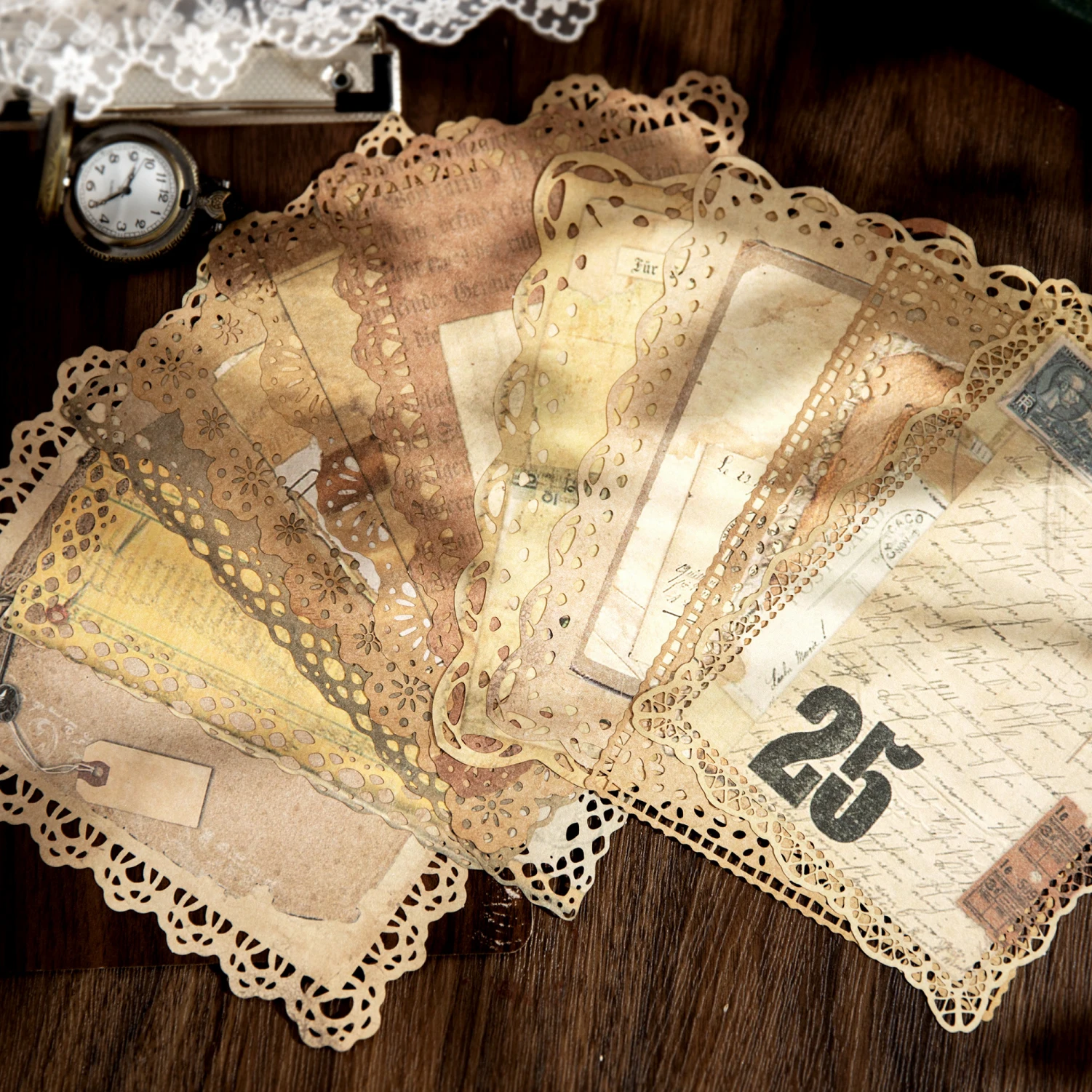 Customizable Vintage Lace Series Loose Leaf Decorative Collage Background Paper Scrapbooking Journal Diary Craft Paper