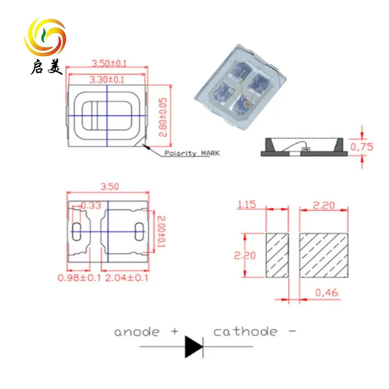 Dual Color SMD 2835 Bi-Color LED Diode PLCC4 Bicolor RED Green Yellow+White Blue+White Red+Blue 2 1 Max. Reverse Volta 5V