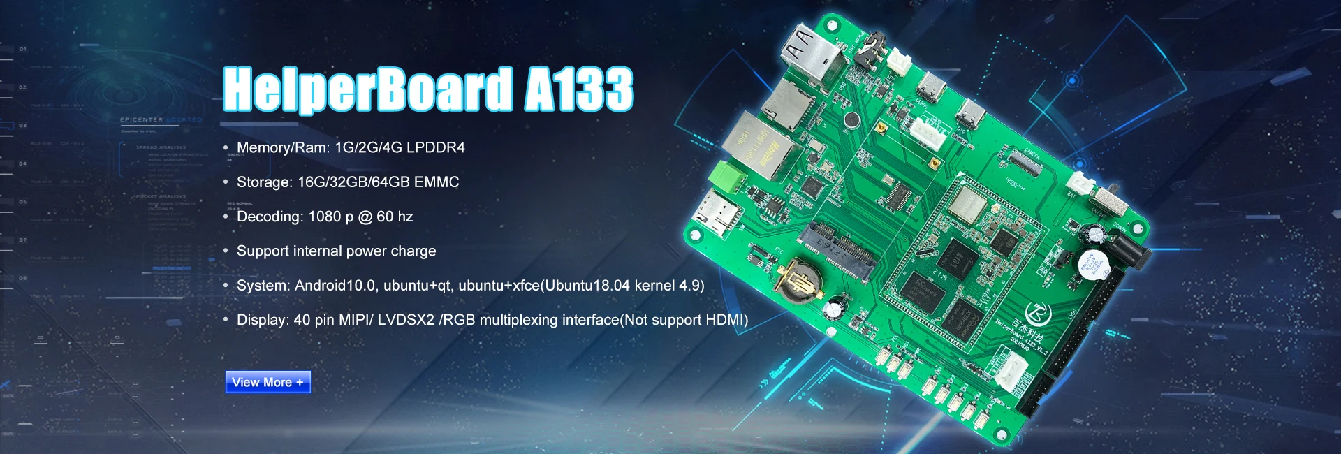 HelperBoard A133 Quad core  lvds output, Android ,linux,ubuntu,qt,xfce,qt ,board manufacturer lcd controller development board