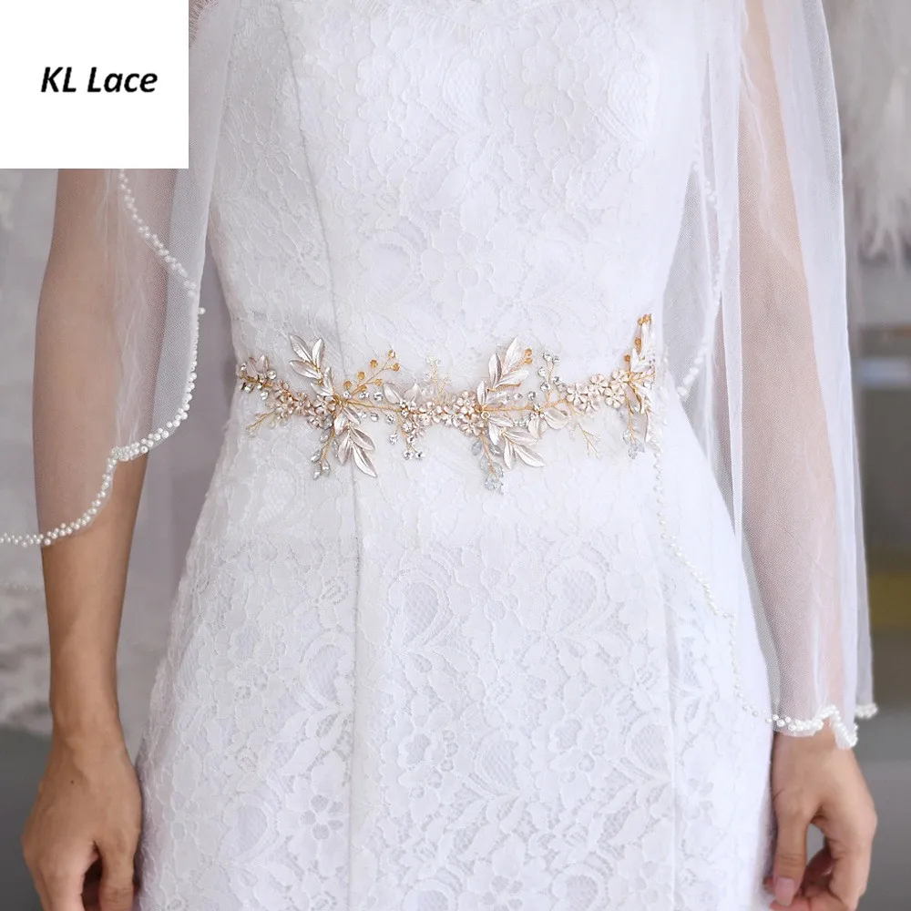 Alloy Garland Waist Jewelry belt crystal rhinestone Waist band with silk ribbon for bride wedding formal dress ornament