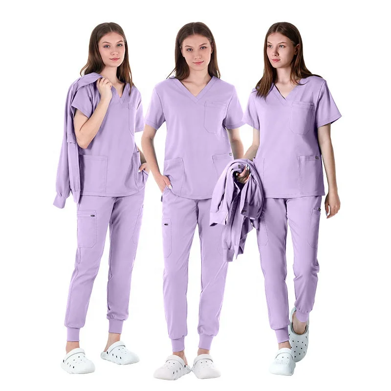 Factory Wholesale Pet Hospital Fashionable Women Doctor Custom Logo Nursing Medical Printing Cartoon Jogger Scrubs Uniforms Sets