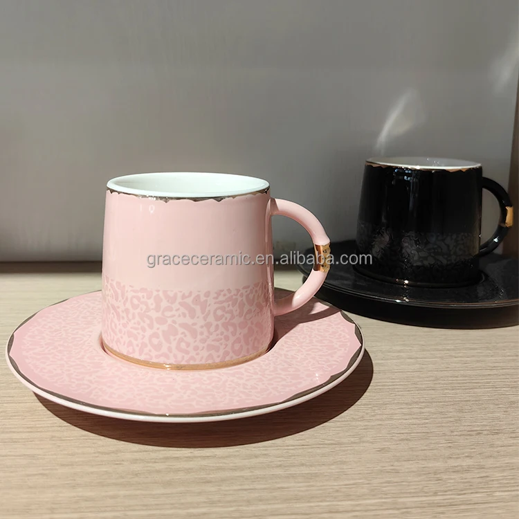 Wholesale Luxury Marble Design Fancy Coffee Cups And Saucer Bone china Fine Porcelain Tea Coffee Cup Mug With Gold Rim