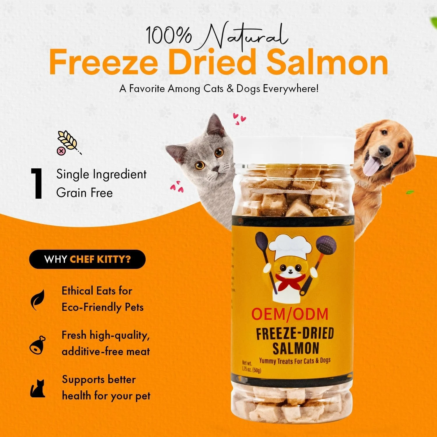 Hanyun Factory Wholesale Pet Health Professional Custom Brand Logo Natural Supplements Freeze Dried Salmon Cats And Dogs Treats