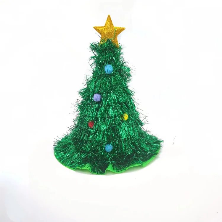 Christmas Tree Hat Creative Xmas Headwear for Girls Tinsel Christmas Headband Party Costume New Year Decor Supplies
