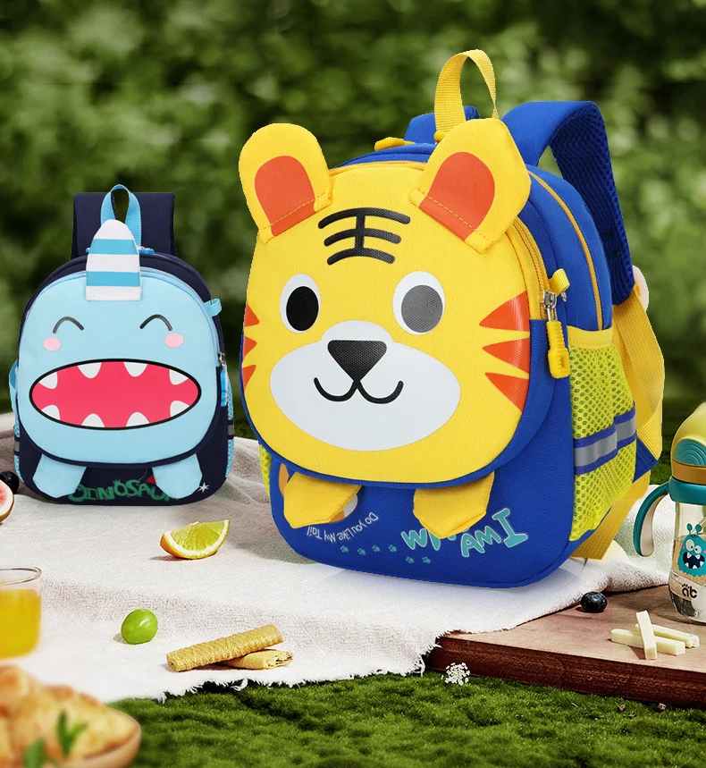 cheap leather animal tiger polyester children Girls Boys waterproof  kids school backpack bag