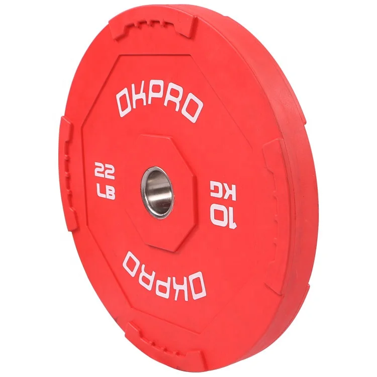 OKPRO Wholesale Gym Exercise Competition Barbell Plate Custom Kg Weight Lifting Rubber Bumper Weight Plates