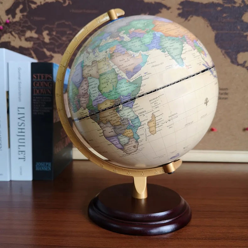 20cm children  illuminated world globe with wooden base
