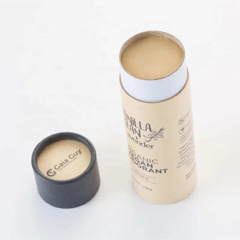 100% biodegradable brown kraft ppaer tube 75g 2.5oz push up tubes deodorant stick packaging paper container
