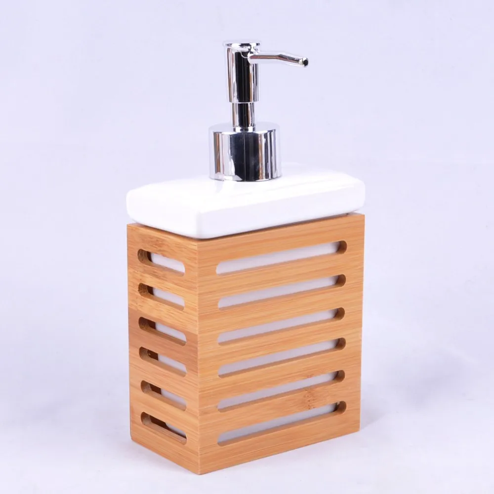Bamboo Ceramic Soap Dish Bathroom Accessory Set