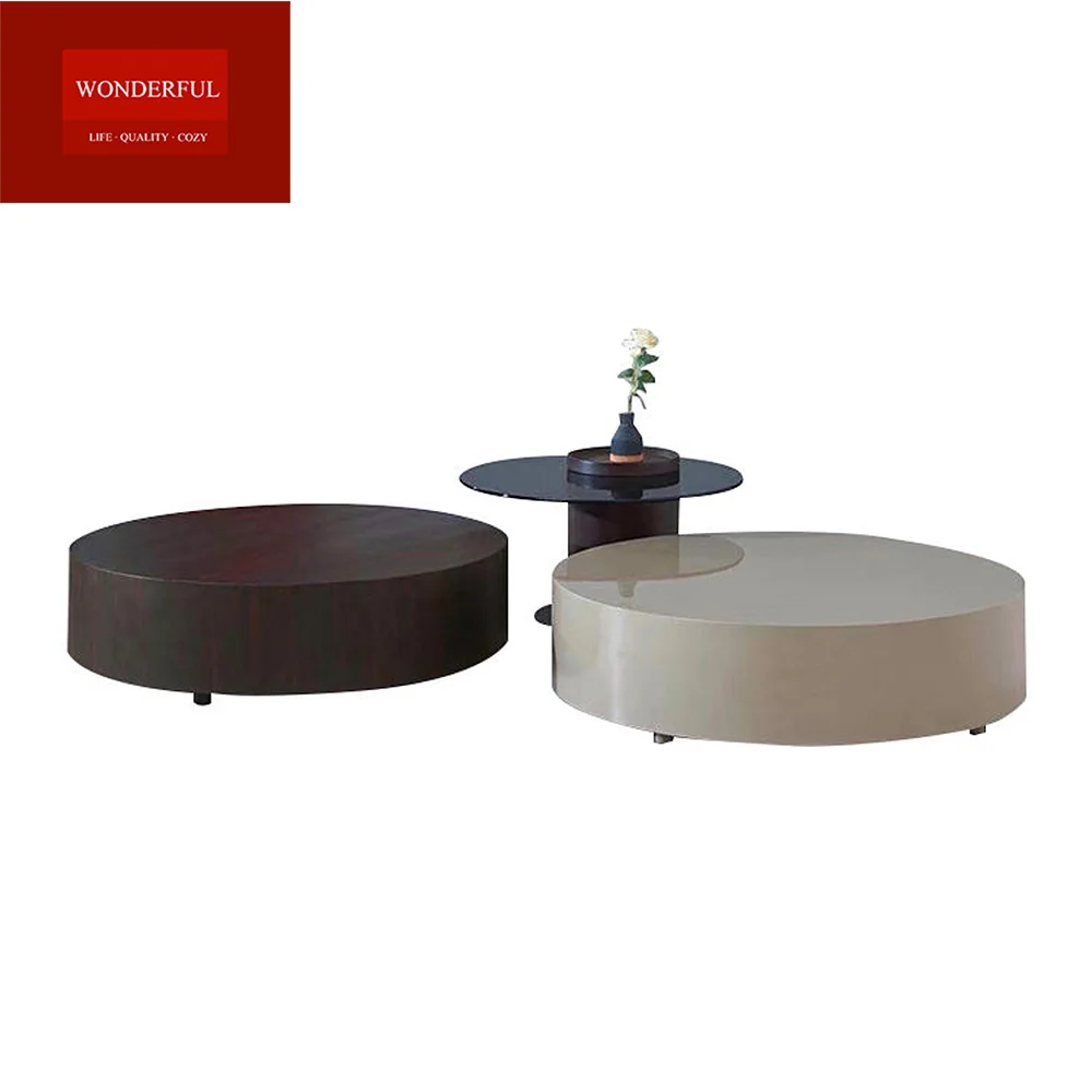 Wholesale Price Modern Design Wood Living Room Furniture Round Wooden Coffee Table