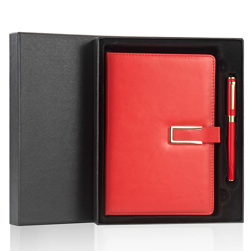 2021 Luxury notebook gift set box custom notebook and pen set leather notebook set