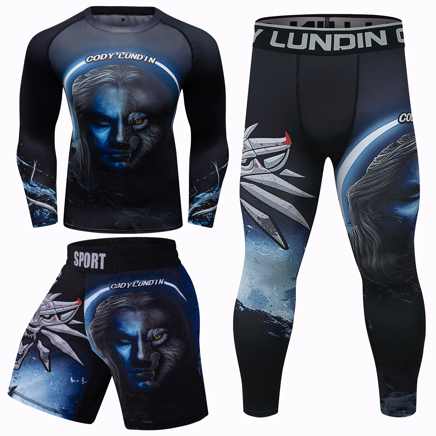 Customized Logo Your Own Design MMA BJJ Compression Long Sleeve Rash Guards and Leggings Suits Martial Arts Jiu Jitsu Wear