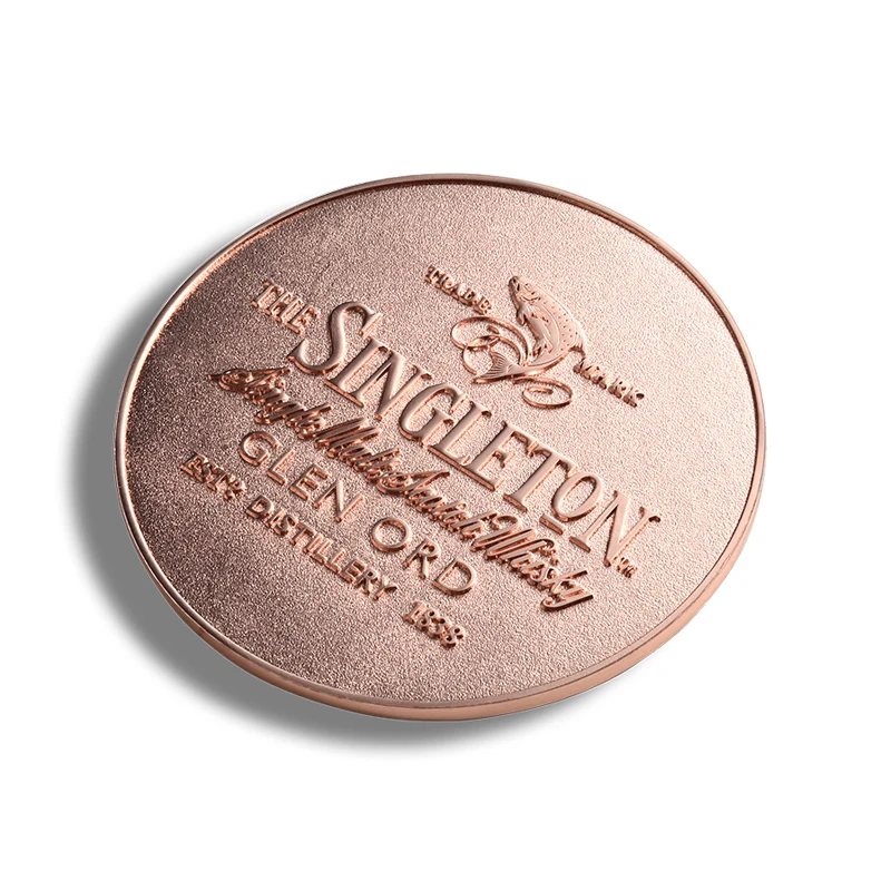 Wholesale Custom Embossed Logo Tea Cup Coffee Bar Round Copper Metal Roller Coaster