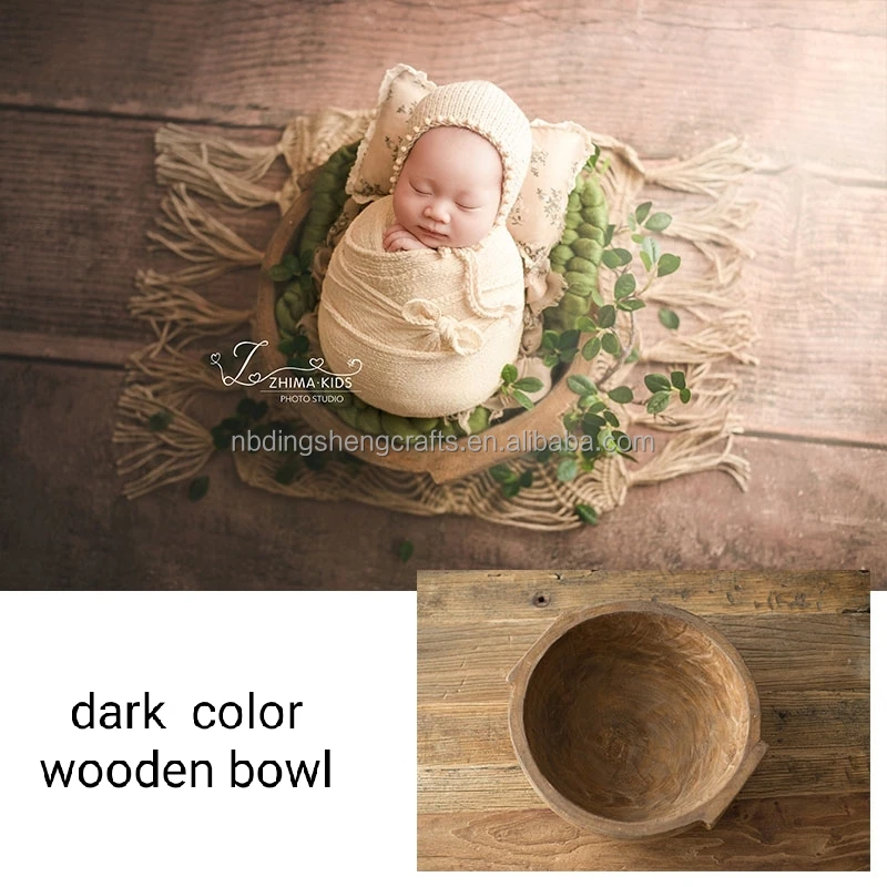 
wooden dough bowl for decor natural wooden pot with handle for garden home use rustic farmhouse decor/wooden bowl photo props 