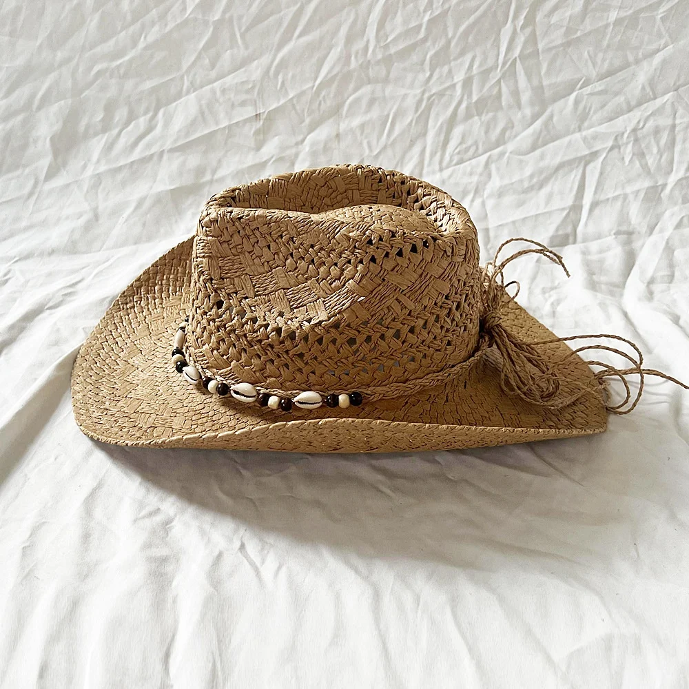 FREE SAMPLE LALA women fashion plain summer men wide brim sombreros de paja western jazz cowboy cowgirl straw hat