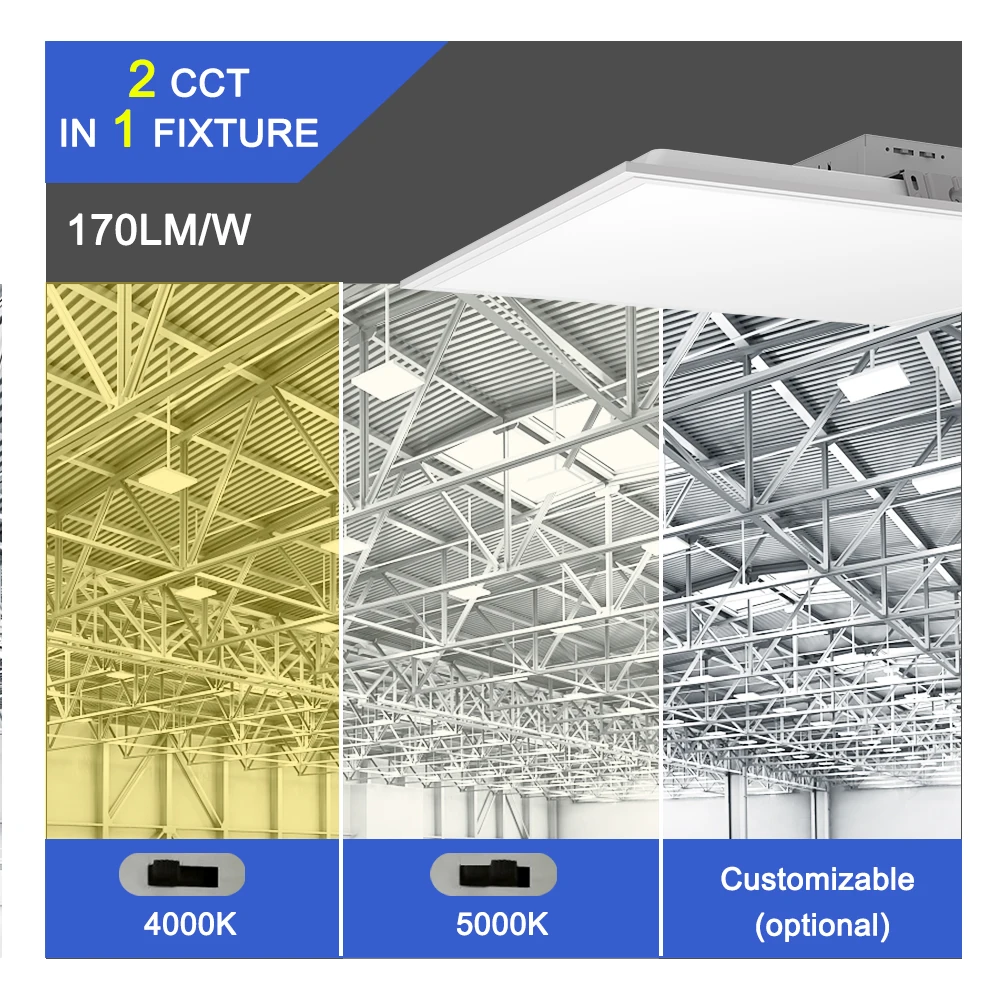 Adjustable Power&CCT linear led highbay light 60x60cm 60x120cm 170LM/W CE RoHS Certified for Parking Lot Factory
