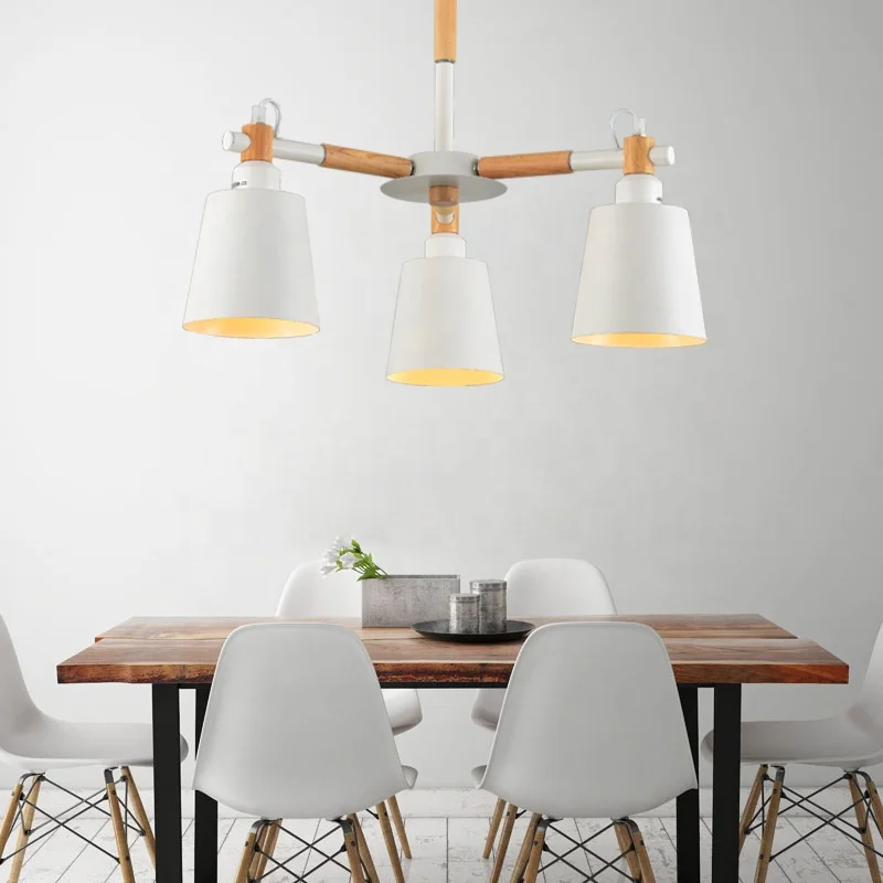 White black 3 6 8 heads hotel bar restaurant bedroom living room dinning room modern nordic wooden chandelier