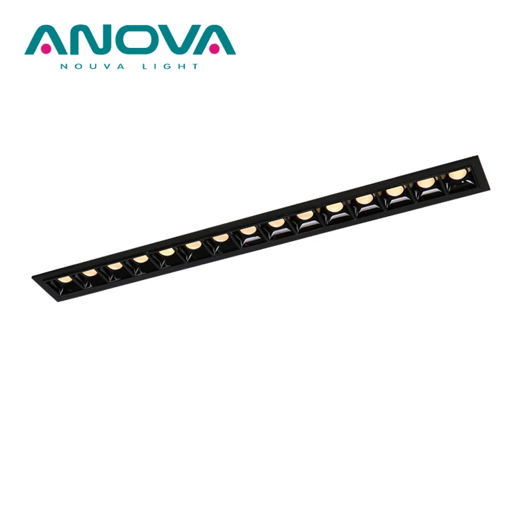 Aluminium profile grille lighting 24 degree spotlight anti glare led pendant recessed linear light